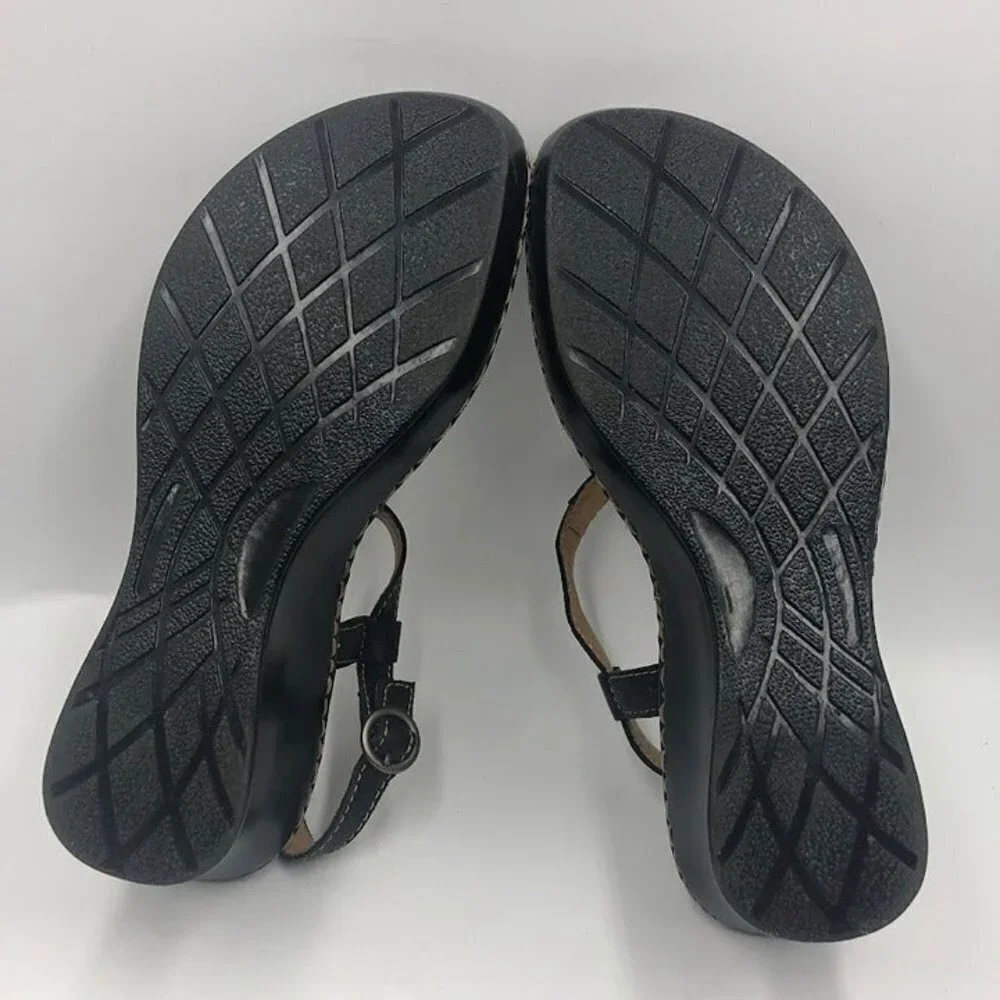 Brown's Landing Women's Brown Leather Wedge Sandals 8M Baylee